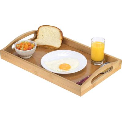 China Wholesale Cheap Vanished Eco-friendly Bamboo Wooden Tray Serving Trays for sale