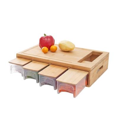 China Extra Large Sustainable Kitchen Bamboo Wooden Cutting Board With Acrylic Drawers Wooden Cutting Board for sale