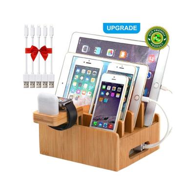 China Compatiable with ipad amazon success 2021 newest design gift charging station bamboo wooden box without cable for sale