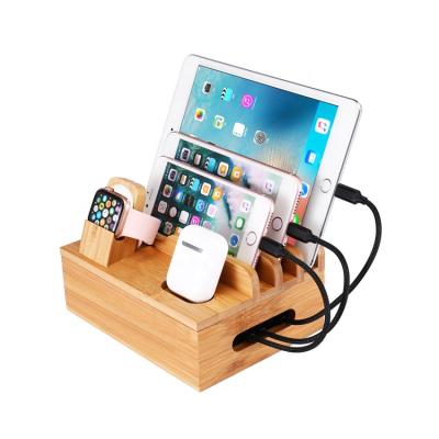 China Compatiable with ipad viable and recyclable eco-friendly bamboo charging station for cellphone display stand holder for sale