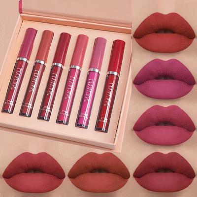 China Waterproof Non-Stick Lip Gloss Kit Gift Lipstick Set Custom Makeup Non-Stick Waterproof Lip Gloss 6pcs Matte Liquid Lip Gloss Set for sale