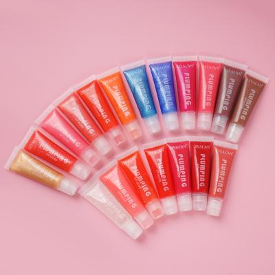 China Private Label Wholesale Waterproof Lip Gloss Glitter Nude Lip Gloss 20 Color Vegan Waterproof Lip Gloss Squeeze Tubes for sale