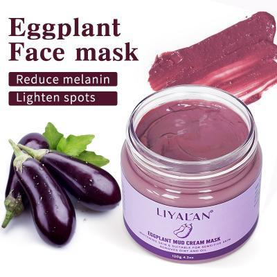 China Organic Anti-Wrinkle Private Label Vegan Detox Mud Mask Poison Cleansing Purple Eggplant Clay Mask for sale