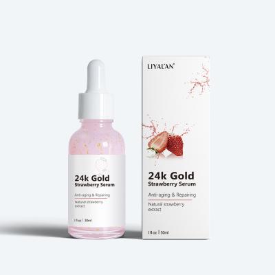 China OEM ODM Anti Aging Skin Care Whitening Pink Strawberry 24K Gold Face Anti Aging Vitamin C Serum for sale