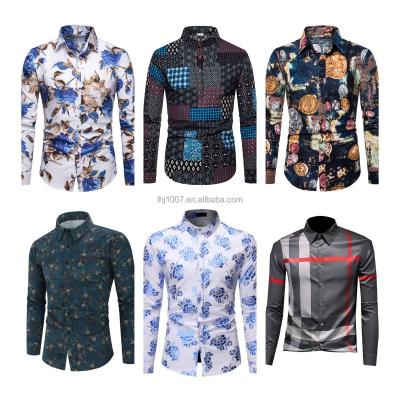 China 2021 NEW Anti-pilling Fashion Collar Design Shirt Hot Stamping Shirt Men's Long Sleeve Shirt for sale