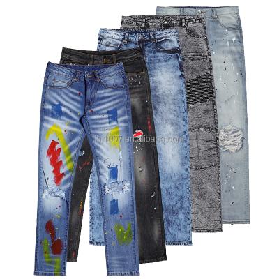 China Mid Weight Slim Fit High Waist Jeans Pants Mens 100% Cotton Breathable Jeans Pants for sale