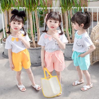 China Wholesale Price Casual Children's Factory Wear Girls Cute Short Sleeve Suit Two Sets 0.5-11 Years Old for sale