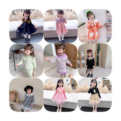 China Children's Clothing Floral Anti-pilling Kids Ladies Ribbed Knit Long Sweater Dress for sale