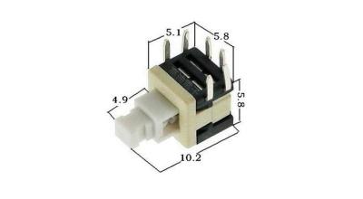 China Self-locking switch horizontal 5.8x5.8mm, double row 6pin, horizontal switch 5.8x 5.8, touch button main switch 2p2t switch 5.8x5 PS-58-23S for sale