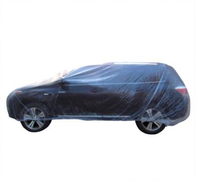 China Standard hot sale pe car parking cover waterproof disposable plastic body covers elastic band for sale