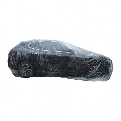 China Automotive standard waterproof dustproof soft outside windshield disposable pe film waterproof protective car plastic cover for sale