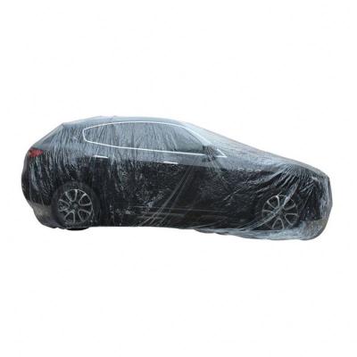 China Standard pe plastic disposable car covers universal transparent tarpaulin to prevent dust for car for sale