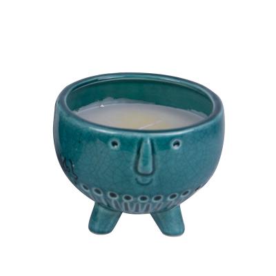 China Home Decoration Home Decor Blue Crackle Glazed Ceramic Votive Candle Holder For Wholesale for sale