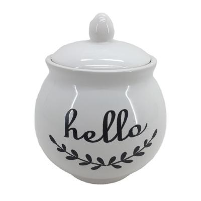 China Nordic Luxury Custom Handmade Kitchen Decals Style Canister White Glazed Ceramic Jars For Spice for sale