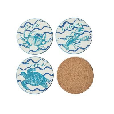 China Viable Coasters For Drinks Round Absorbent Ceramic Stone Coasters Set Of 4 With Cork Base Funny Drink Coasters for sale