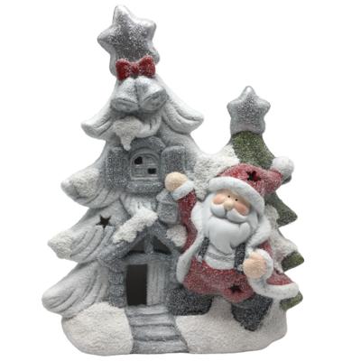 China Christmas Environmental Friendly Nordic Custom Promotional Gray Luxury Ceramic Santa House Ornaments For Party Decoration for sale