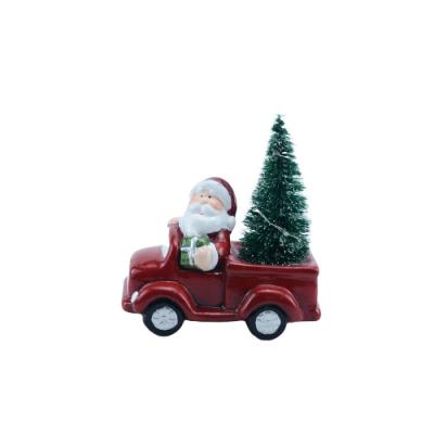 China Wholesale Cheap Red Ceramic Christmas Decoration Car Shape And Santa Claus Christamas Home Decoration Crafts For Promotional Gifts for sale