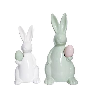 China Indoor Home Decoration Sculpture Easter Bunny Animal White Ceramic Rabbit Figurines for sale