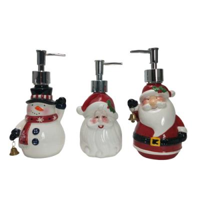 China Sustainable Christmas Santa And Snowman Ceramic Hand Soap Dispenser Bathroom Set For Home Hotel Bathroom for sale