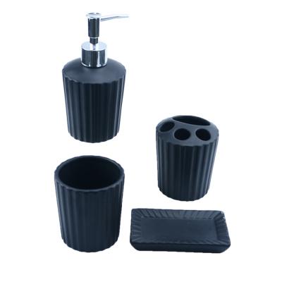 China Sustainable Modern Style High Quality Matte Black Ceramic 4 Piece Bathroom Accessories Set For Hotel Home Bathroom for sale