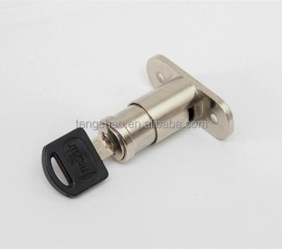 China 45 degree rotation nickel plated double bitted key system sliding door push lock 105A for sale