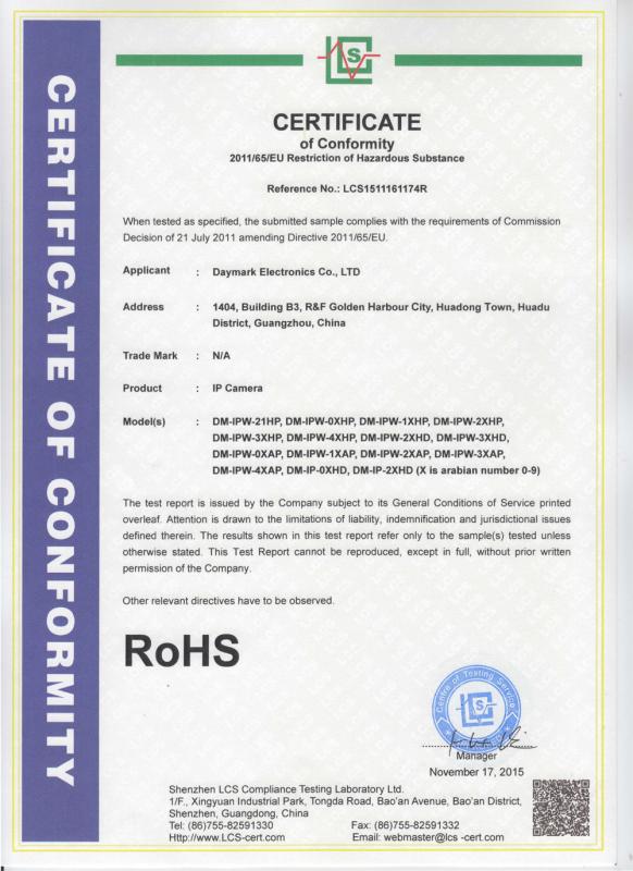 RoHS Certificate - Daymark Electronics Co., LTD