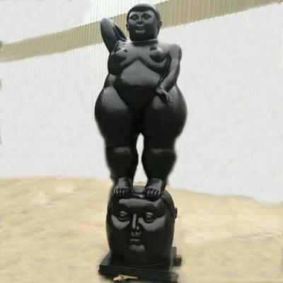 China Big Size Fernando Botero Sculpture Bronze Life Western Custom Famous Metal Outdoor Decoration Standing On The Head Female Fat Woman Statue for sale