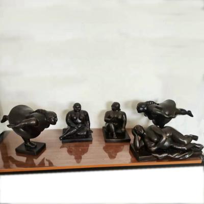 China Western Famous Female Liar Lady Abstract Bronze Sculpture by Fernando Botero Bronze Casting Nude Fat for sale