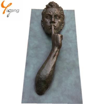 China Europe Modern Art Bronze 3D Man Wall Mounted Sculpture for sale