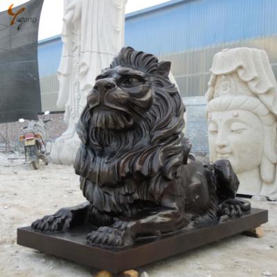 China Large Modern Garden Bronze Lion Statue Sitting Brass Lion for sale