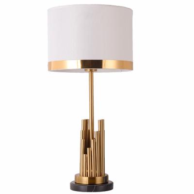 China Modern Fabric Shade Table Lamps in Gold Color with Touch On/Off Switch for Bedroom Hotel Decoration Reading Lamp for sale