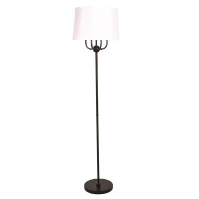 China 2021 Contemporary Modern Black Iron Home Decor Hotel Bedroom Floor Lamp Standing Light With Fabric Shade for sale