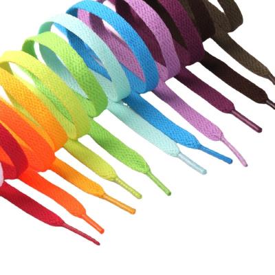 China Wholesale Custom 29 Colors Fashion Shoe Laces 8 mm wide Polyester Flat Shoelaces for sale