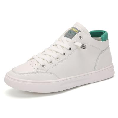 China Leather White shoes new flat-bottom Round Toe Sports And Leisure Women's Sneakers High-Top Single Shoes for sale