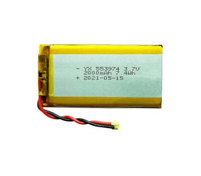 China Luminous toys lithium ion battery 3.7v 2000mAh polymer lithium battery air purifier table lamp lithium battery 553974 for sale