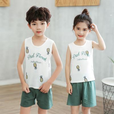 China Smart Casual Kids Boys 2 Pieces Pajamas Sleepwear Sleeveless Set With Pineapple Print for sale