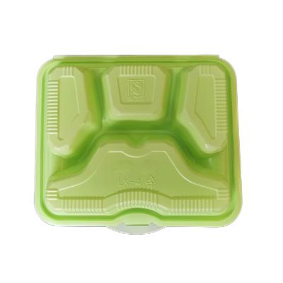 China New Design Green Food Packing Set Meal Takeout Box Disposable Plastic Food Packing Box With Cover for sale