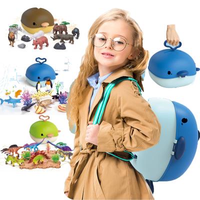 China Plastic Funny Kids Backpack Toy Set Dinosaur /Sea/Animals Theme Design 2 In 1 Creative Play Set for sale