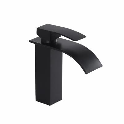 China New Design Matte Black Apartment Bathroom Water Faucet Sink Faucet Thermostatic Basin Washroom Commercial Modern Brass Mixer Taps Wash Faucet for sale