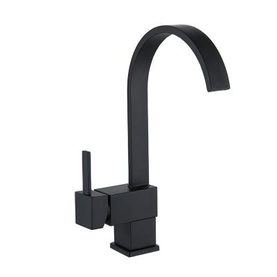 China Sense Faucets Refine Stainless Steel Vertical Paint Square Kitchen Black Copper Faucet Rotating Hot And Cold Mixed Sink Faucet for sale