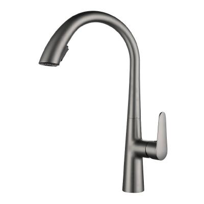 China New Trend Sense Faucets Brass Gray Faucet For Sink Pull Out Hot And Cold Pull Out Kitchen Sink Faucet for sale