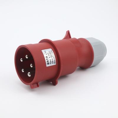 China IP44 Industrial Stage Lighting And Audio Electrical Male Plug 025 Waterproof Three Phase Industrial Socket 3P+N+E 32A 380V-415V for sale