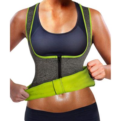 China Exercise Women Waist Trainer Slim Corset Vest Neoprene Sauna Tank Top Zipper Weight Loss Body Shaper Shirt for sale