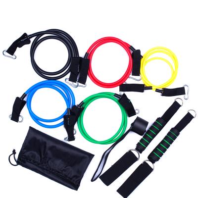 China Portable Fitness Equipment Pilates Yoga Bands Resistance 11pcs Pull Rope Workout Elastic Latex Tube Set Fitnessband for sale