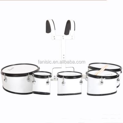 China Marching Band 5pcs White Junior Female Student Tom Drum Marching Set with Carrier for sale