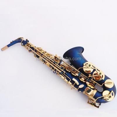 China Blue Paint Lacquer and Blue Porcelain Matte Polish Saxophone Alto Saxophone with Finished Whetstone and Gold Keys for sale