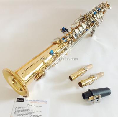 China Nickel Plated Gold Lacquer Body Soprano Saxophone And Keys Keys Bb Key Student Gold Nickel Plated Lacquer Body Model Body for sale