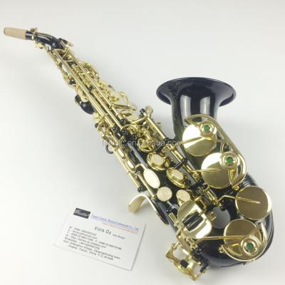 China Entertainment Training Performance Black Lacquer Body Curve Bell Soprano Saxophone for sale