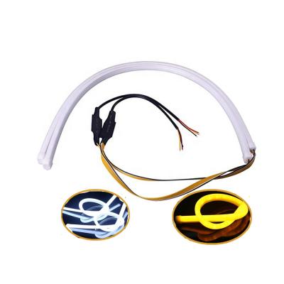 China Flexible 85CM Car Led Strip Light 30CM 45CM 60CM Ribbon Tube Strip Car Styling White Amber Turn Signal Car Headlight Daytime Running Light Lamp for sale