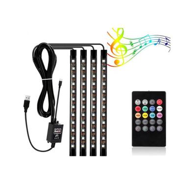 China 4Pcs Car Interior Atmosphere Lights 9Led Strip Light 4Pcs Led Strip 5050 RGB Smd Flexible Neon Strip Light for sale